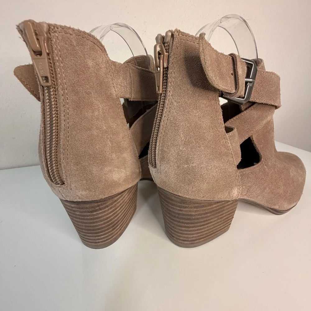 Sole Society Taupe Suede Cutout Ankle Booties